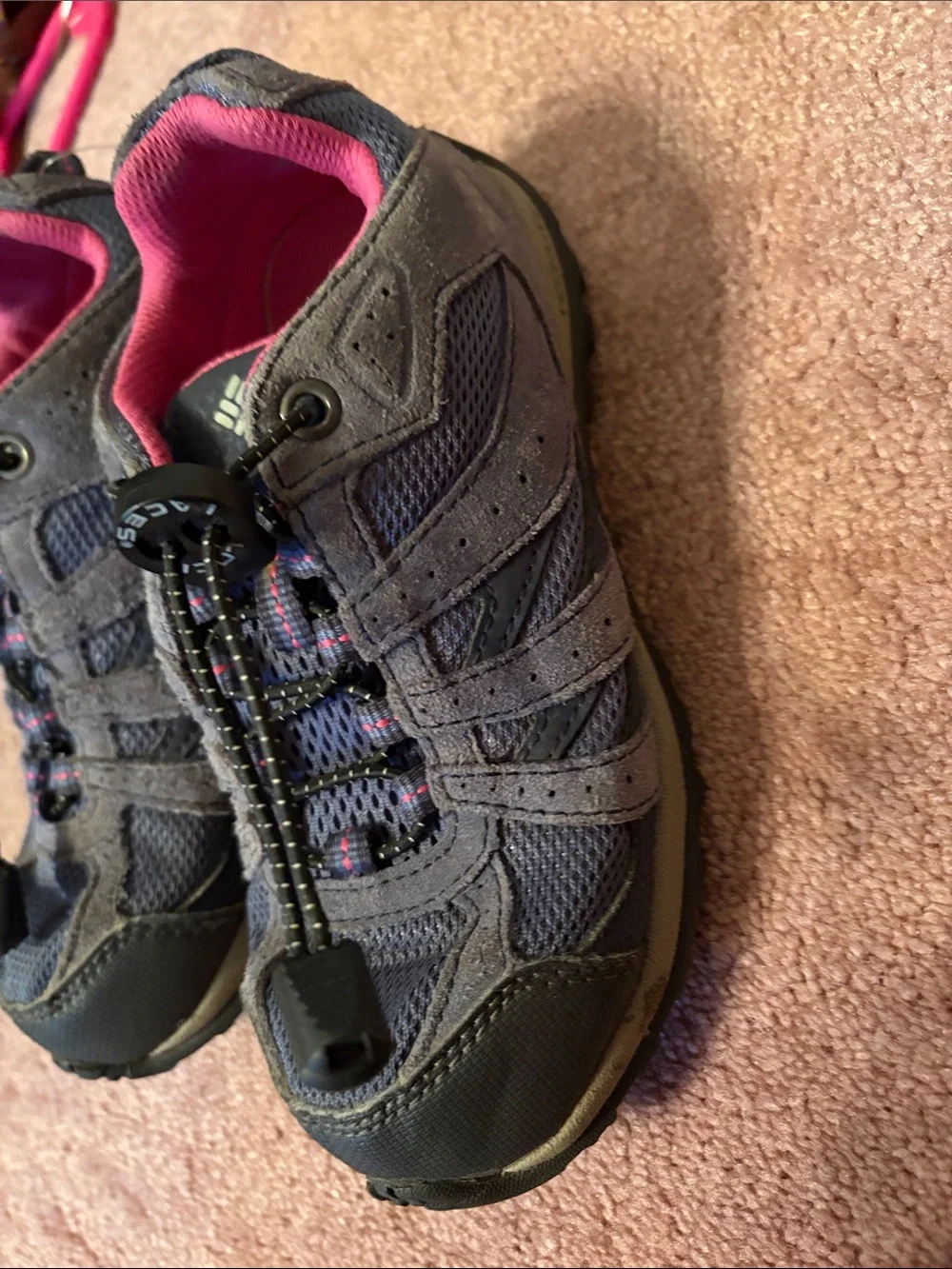Columbia Gray and Pink Kids' Trail Sneakers